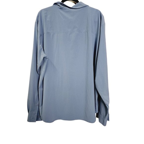 Columbia Mens Button Front Shirt Blue Long Sleeve Pocket Stretch Outdoor XXL - Picture 2 of 11